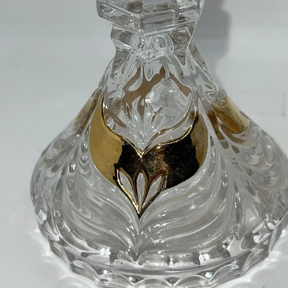 GERMAN HANDARBEIT 24% LEAD CRYSTAL CLEAR GOLD ACCENT CANDLESTICKS 5